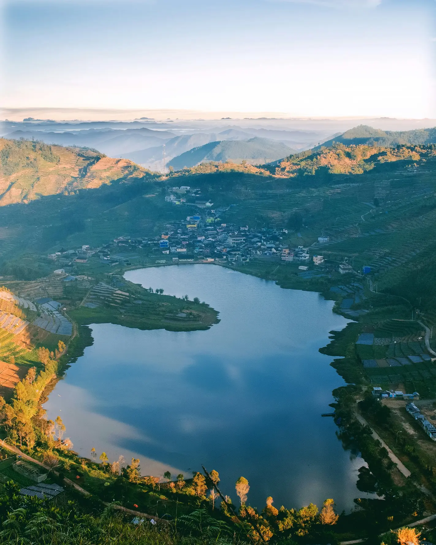 A scenic aerial view of Dieng Plateau in Wonosobo, Central Java – home to high-quality coffee farming communities
